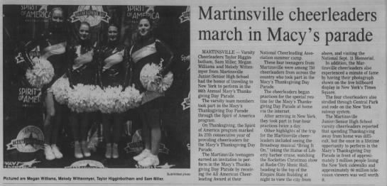 Martinsville cheerleaders march in Macy's parade